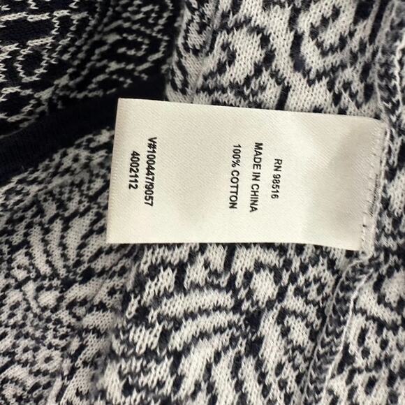 Coldwater Creek Cardigan Sweater Size 3X Navy Blue White Abstract Button Office - Picture 8 of 10